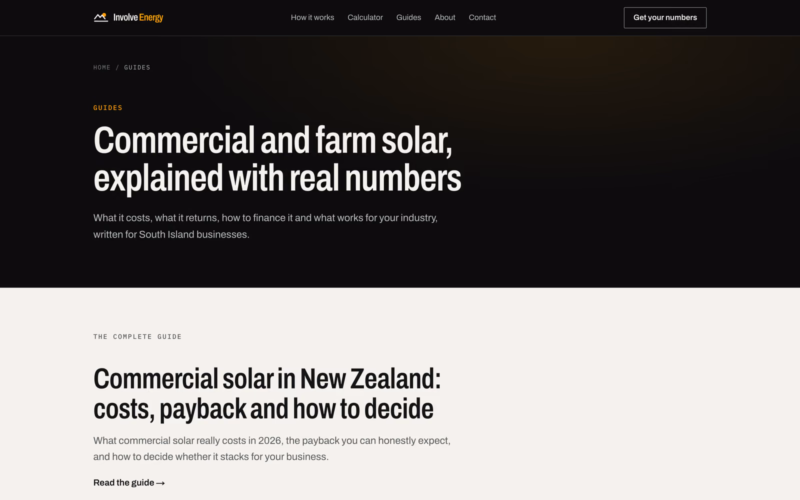 The guides index: commercial and farm solar, explained with real numbers