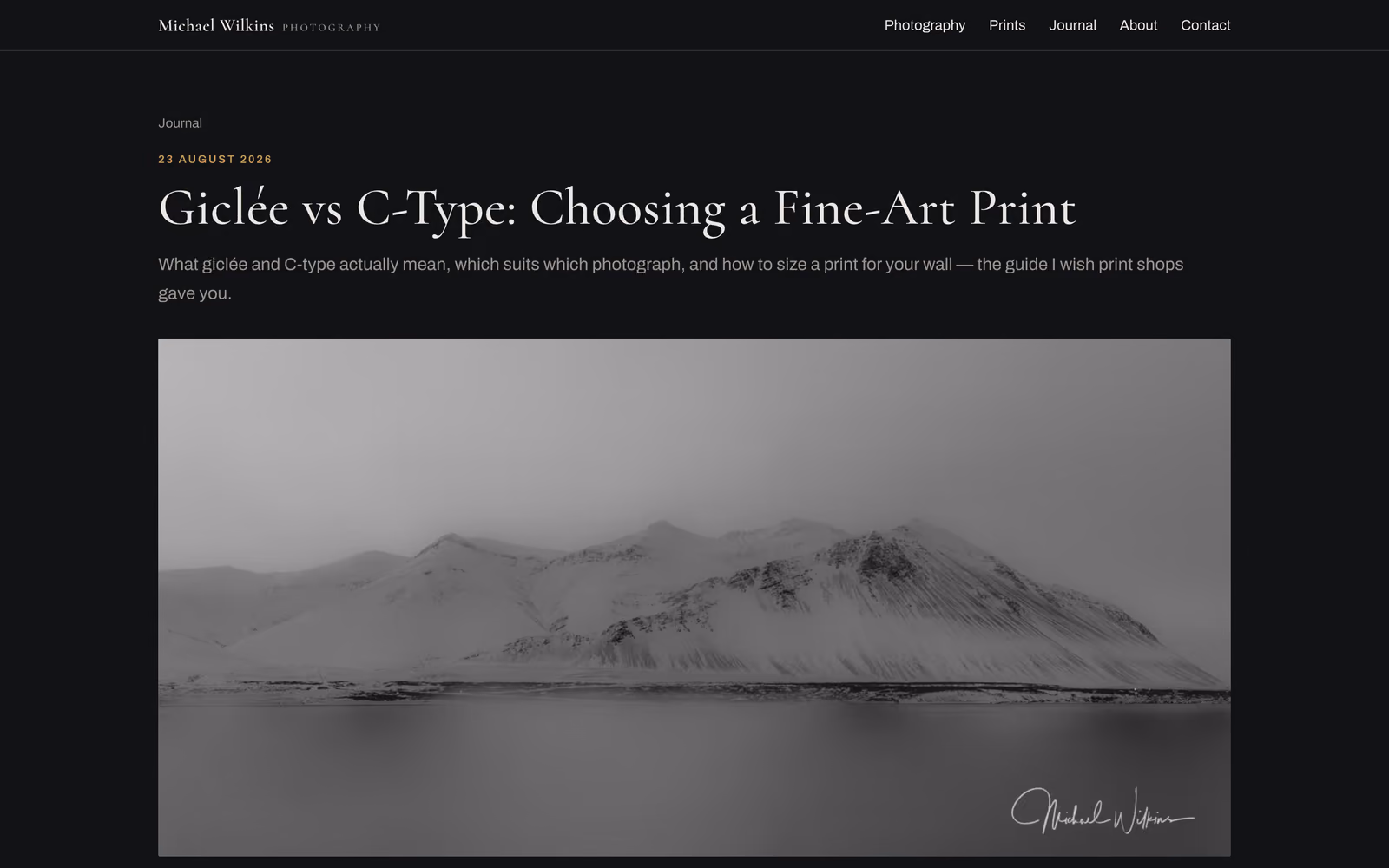 A journal post: Giclée vs C-Type, choosing a fine-art print