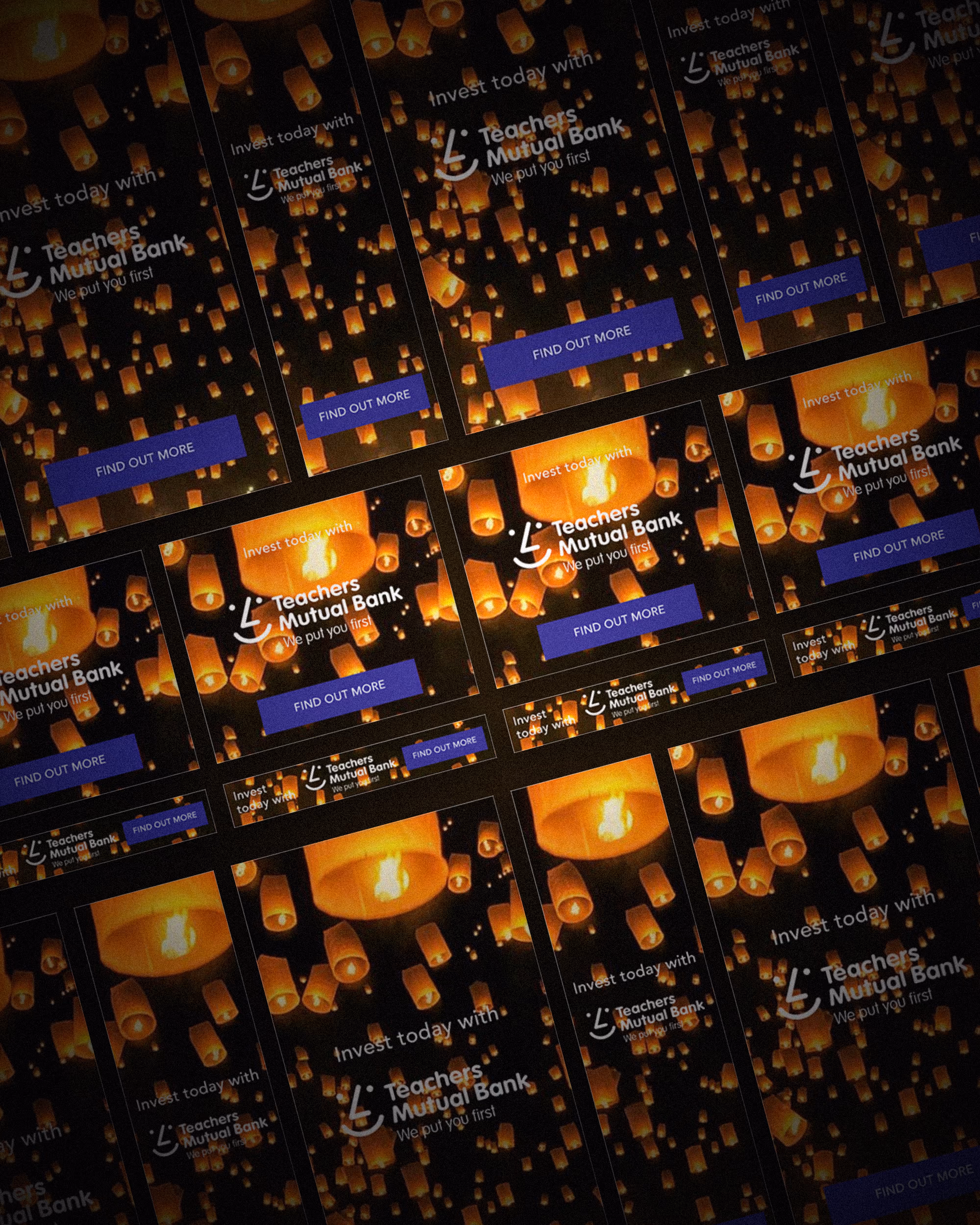 Term Deposit campaign creative showing paper lanterns ascending against a night sky.